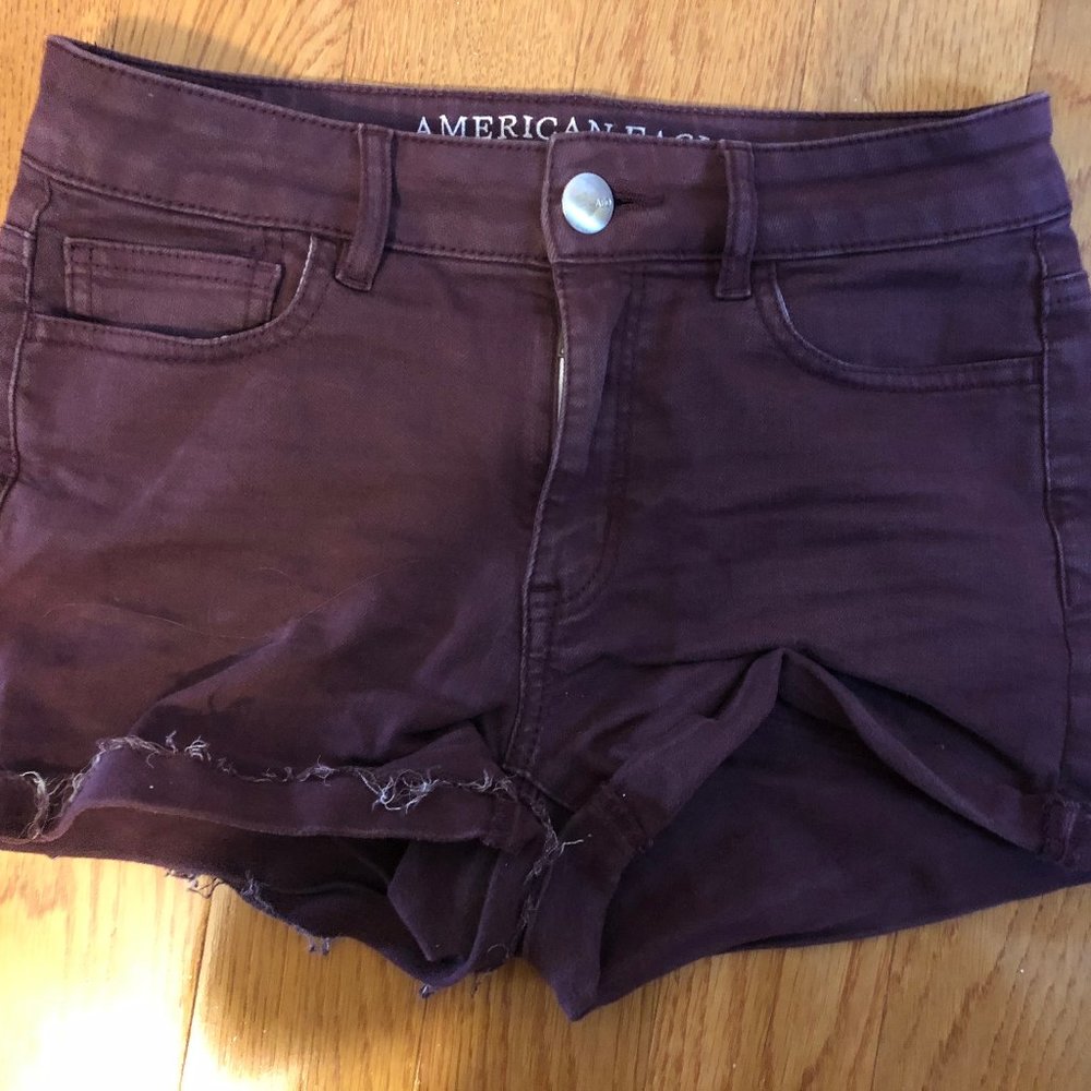 Maroon Jean Shorts